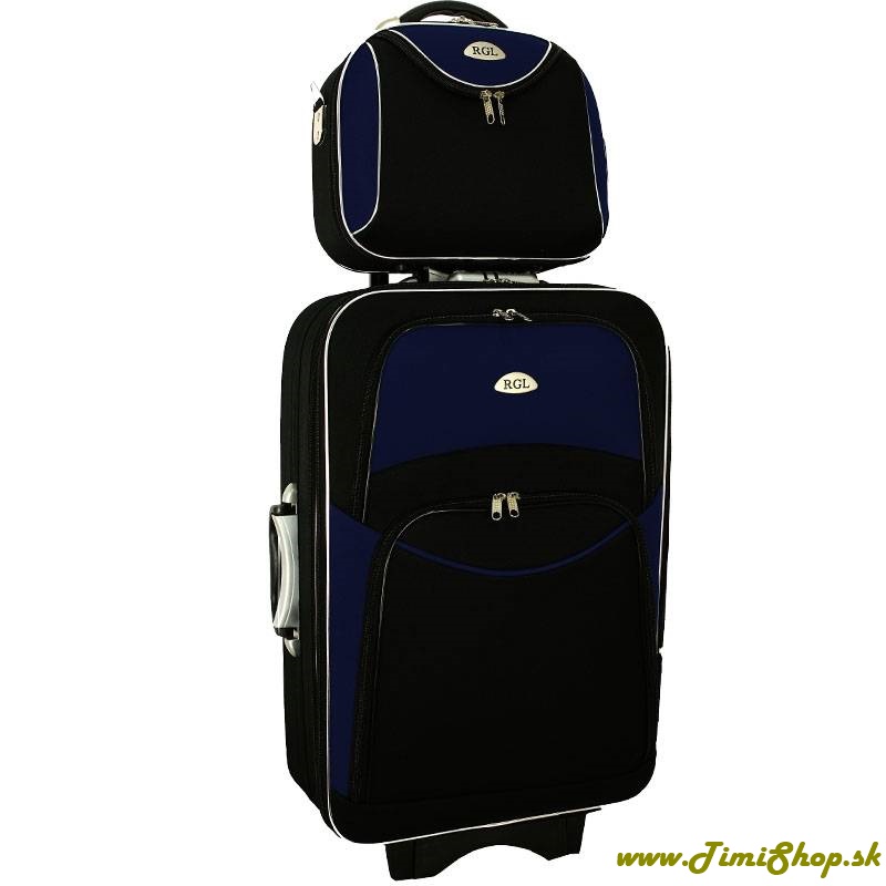 Cestovný kufor + kufrík - Čierna-granat (L + L)