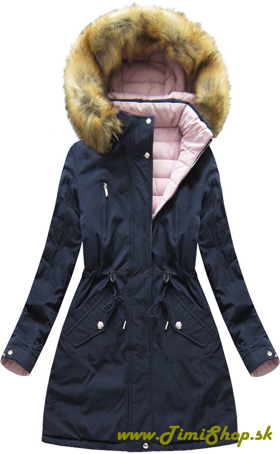 Obojstranná zimná bunda s kapucňou - Granat-ružova
