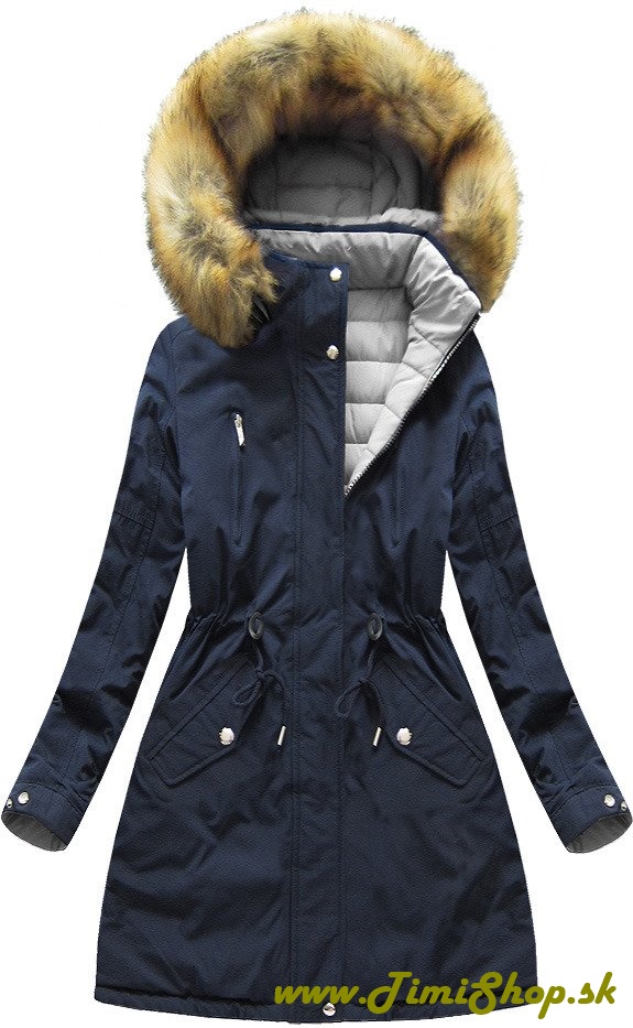Obojstranná zimná bunda s kapucňou - Granat-siva