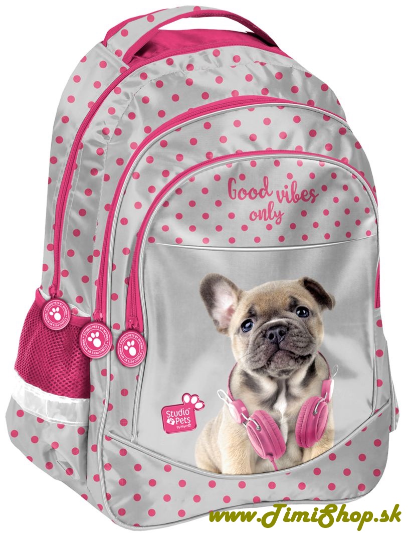 Školský batoh Pes so slúchadlami - Siva