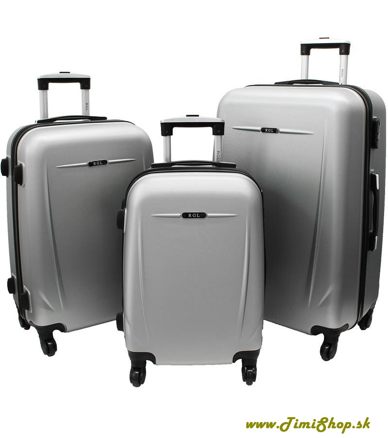 Sada cestovných kufrov 3v1 XXL XL L - Strieborna
