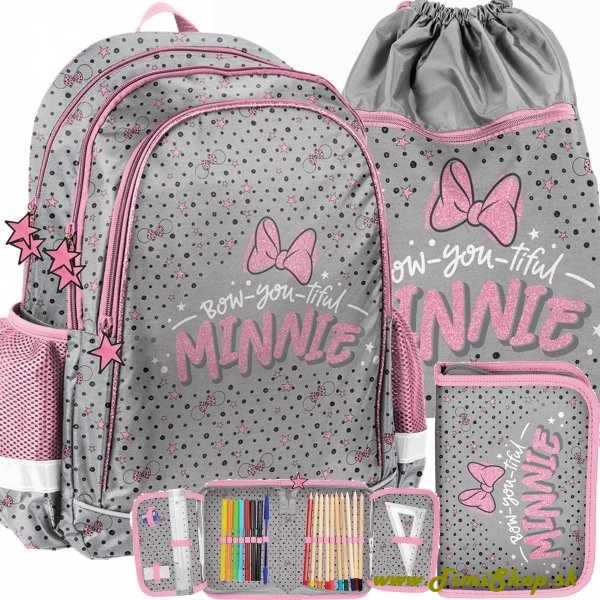 Školský batoh 3v1 Minnie Mouse - Siva