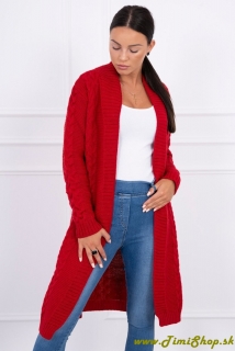 Dlhý pletený sveter - Červena