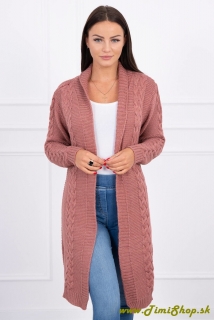 Dlhý pletený sveter - Tm.ružova