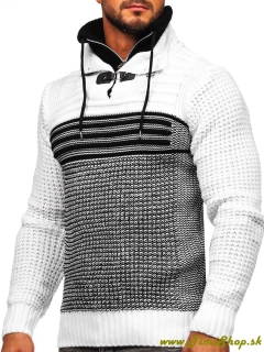Hrubý pánsky sveter - Čierna-biela