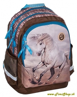 Školský batoh Biely kôň - Hneda
