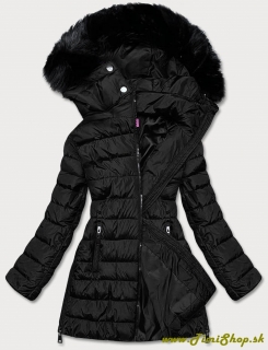 Zimná bunda so zipsami na boku - Čierna