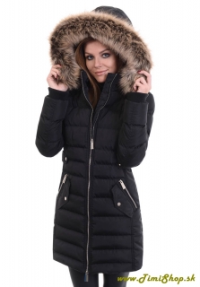 Dámska zimná bunda s odopínateľnou kapucňou - Čierna