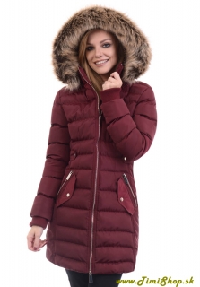 Dámska zimná bunda s odopínateľnou kapucňou - Bordo
