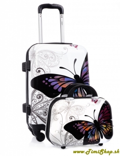 Cestovný kufor L + kufrík - Motýle