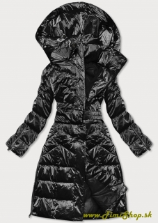 Metalická dlhá zimná bunda - Čierna