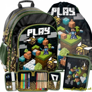 Školský batoh 3v1 Minecraft  - Čierna
