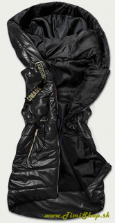Metalická vesta s kapucňou - Čierna
