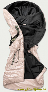 Metalická vesta s kapucňou - Béžova