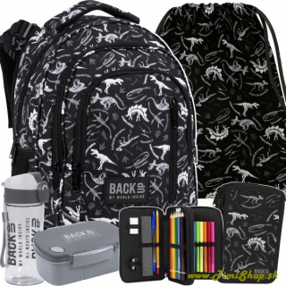 Školský batoh 5v1 Dinosaury - Čierna