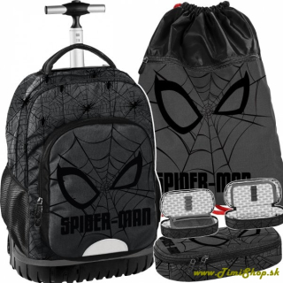 Školský batoh na kolieskach 3v1 Spider Man - Čierna
