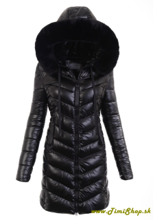 Dlhá zimná bunda s odopínateľnou kožušinkou - Čierna