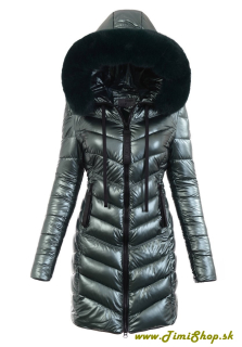 Dlhá zimná bunda s odopínateľnou kožušinkou - Zelena