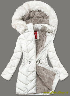 Zimná bunda s kapucňou - Smotana