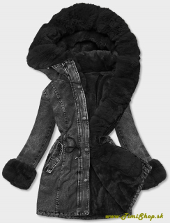Riflová zimná bunda - Čierna