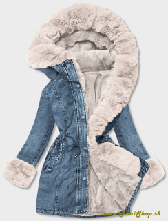 Riflová zimná bunda - Modra-biela