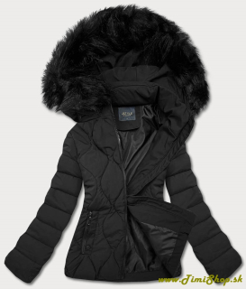 Krátka zimná bunda s ozdobným prešívaním - Čierna