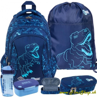 Školský batoh 5v1 Dinosaury T-Rex - Granat