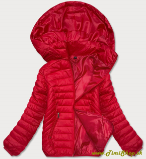 Prechodná prešívaná bunda s kapucňou - Červena