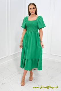 Šaty s plisovaným výstrihom - Zelena