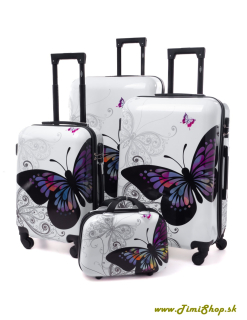 Sada cestovných kufrov 3v1 XXL XL L + kufrík - Motýle
