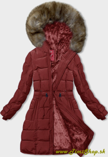 Zimná bunda s kožušinovou podšívkou - Tm.červena