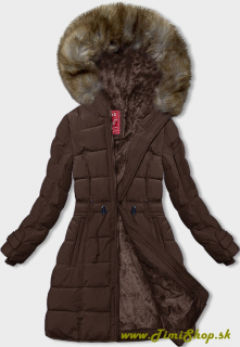 Zimná bunda s kožušinovou podšívkou - Hneda