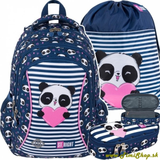 Školský batoh 3v1 Panda - Granat