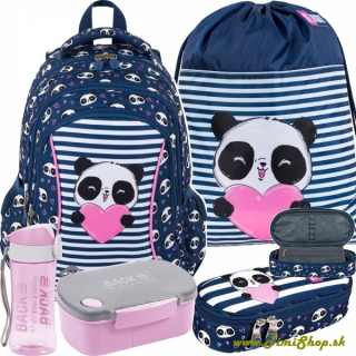 Školský batoh 5v1 Panda - Granat