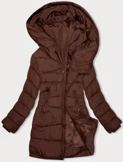 Asymetrická zimná bunda - Hneda