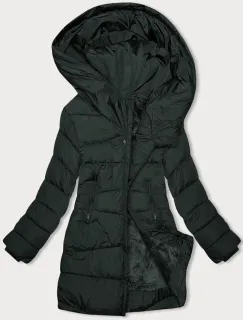 Asymetrická zimná bunda - Tm.zelena