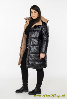 Obojstranná hrubá zimná bunda - Čierna-béžova
