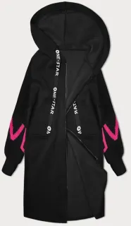 Mikinový kabát s mikinovými rukávmi - Čierna