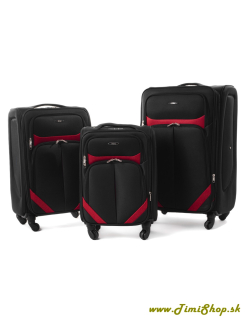 Sada cestovných kufrov 3v1 XXL, XL, L - Čierna-červena