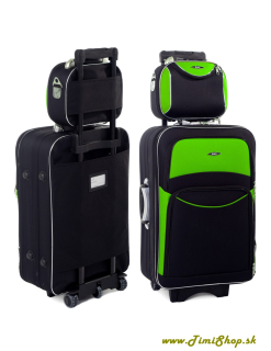 Cestovný kufor XXL + kufrík - Čierna-zelena