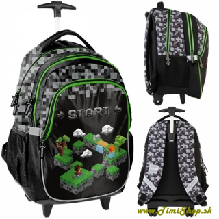 Školský batoh na kolieskach Minecraft - Čierna-siva