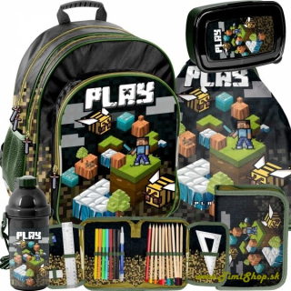 Školský batoh 5v1 Minecraft  - Čierna