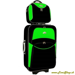 Cestovný kufor + kufrík - Čierna-zelena (L + L)