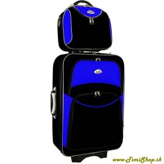 Cestovný kufor + kufrík - Čierna-modra (L + L)