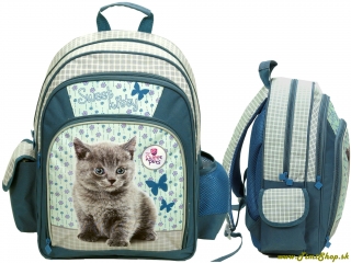 Školský batoh Mačka - Tyrkys
