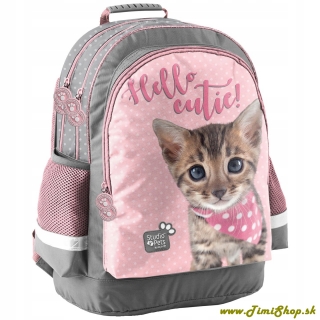 Školský batoh Mačiatko so šatkou - Ružova