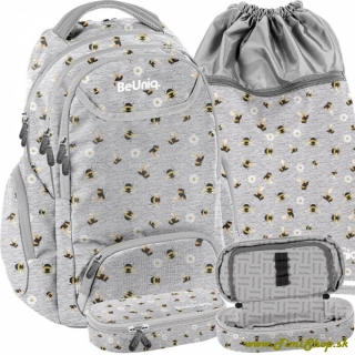 Školský batoh 3v1 Včielka - Siva