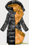 Metalická zimná bunda s čierným zipsom - Čierna