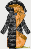 Metalická zimná bunda s farebným zipsom - Čierna
